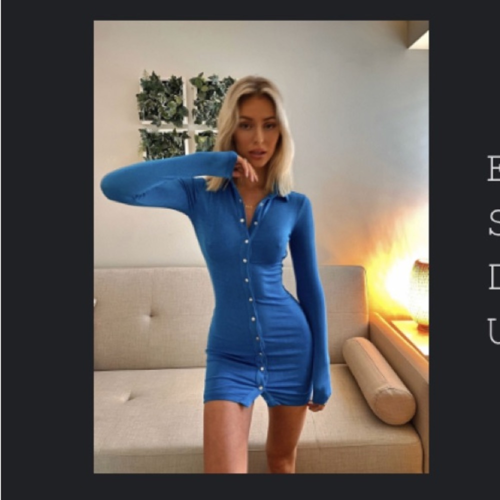 Elody Princess polly blue long sleeve dress with buttons down the front